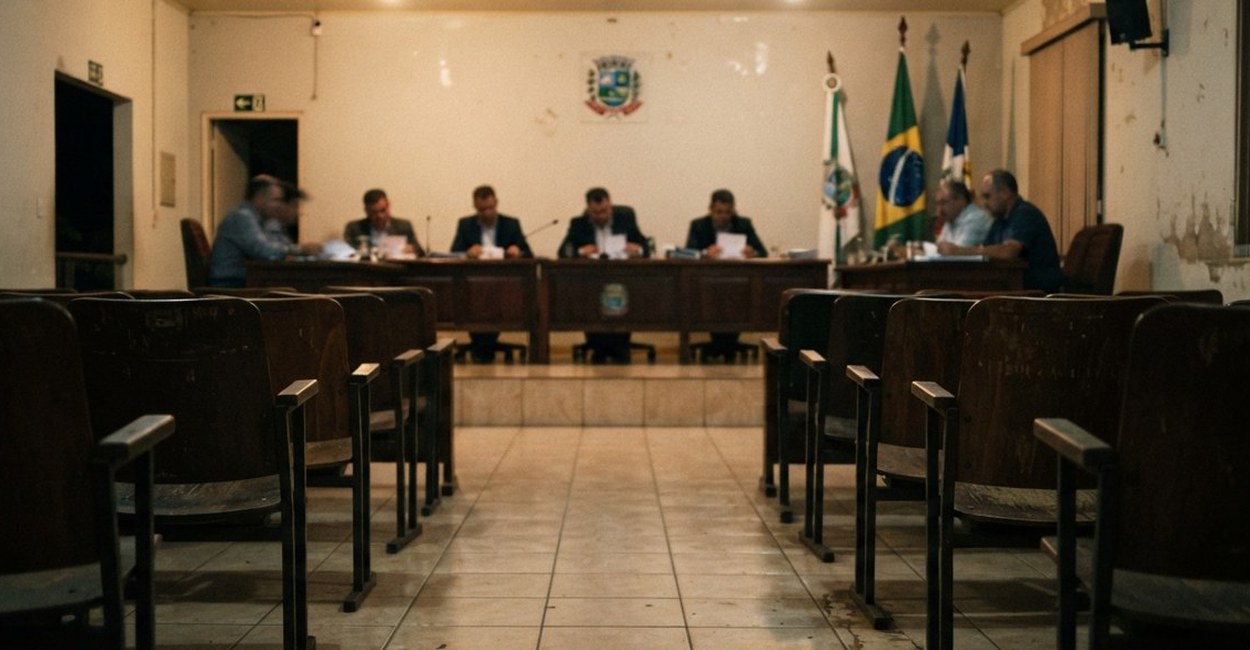 Plenário de câmara municipal durante reunião